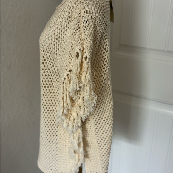 Lucky Brand Women's Poncho‎ Frill Trim Size L Cream NWT 100% Cotton - Picture 7 of 11